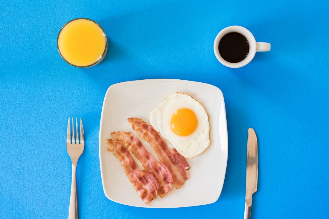 Free stock image of Coffee, Orange Juice, Bacon, Eggs Breakfast