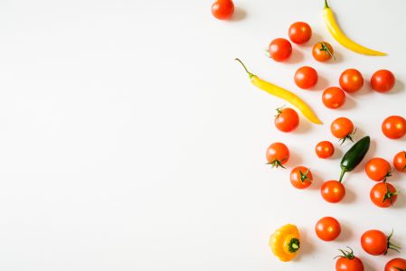 Tomato & Pepper on White Background