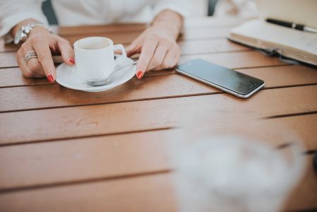 Woman Drinking Espresso