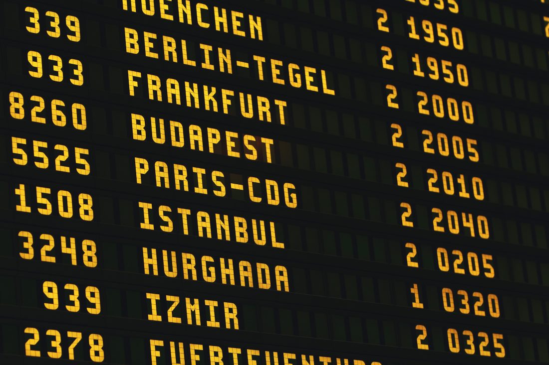 Free stock image of Airport Departure Board