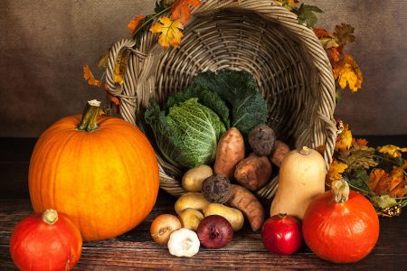 Basket of Autumn Vegetables