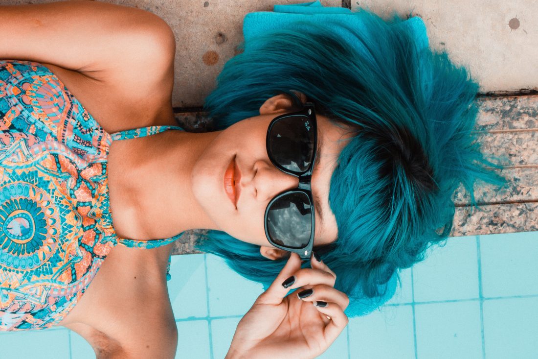 Free stock image of Blue Hair & Sunglasses
