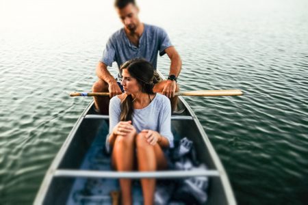 Couple in Canoe Boat