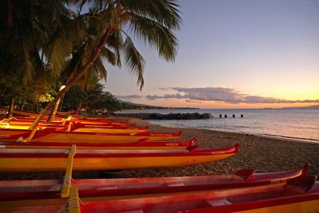 Canoes on Beach Coast