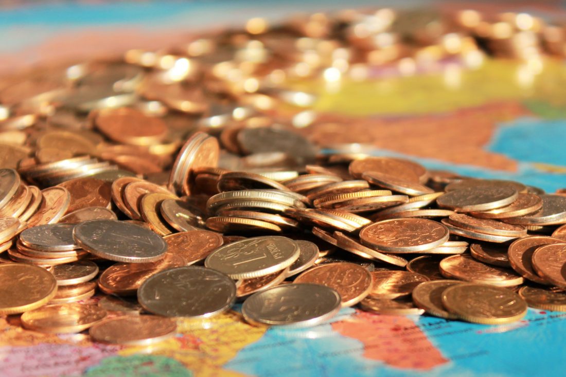 Free stock image of Money Coins on Map