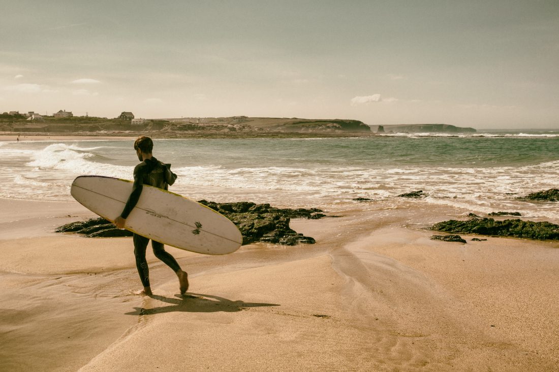 Free stock image of Cornwall Surfer Beach