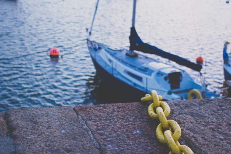 Docked Yacht Yellow Chain