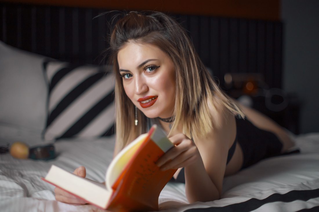 Free stock image of Girl Reading Book in Bed