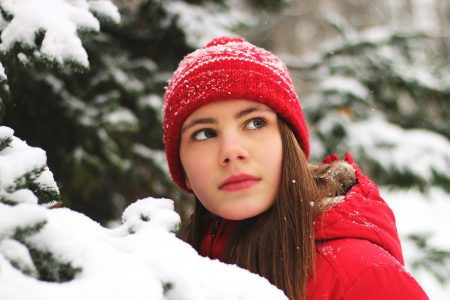 Girl in Winter Snow