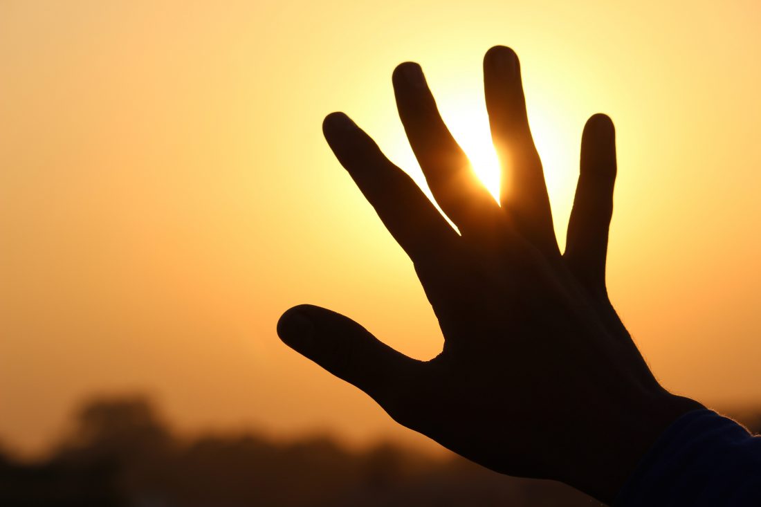 Free stock image of Hand at Sunset