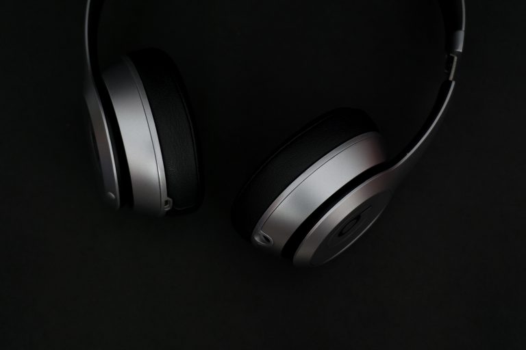 Headphones on Black Royalty-Free Stock Photo