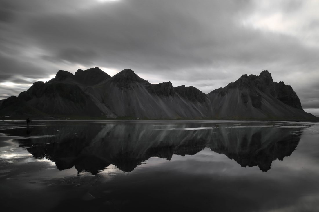 Free stock image of Black & White Icelandic Mountains