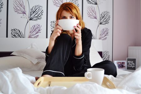 Woman Breakfast in Bed