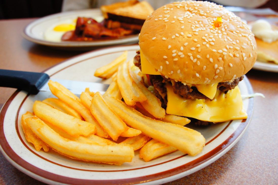 Free stock image of Burger & Fries on Plate