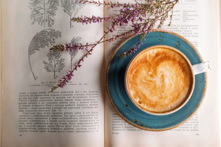 Cappuccino Coffee & Vintage Book