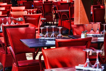 French Restaurant with Wine Glasses