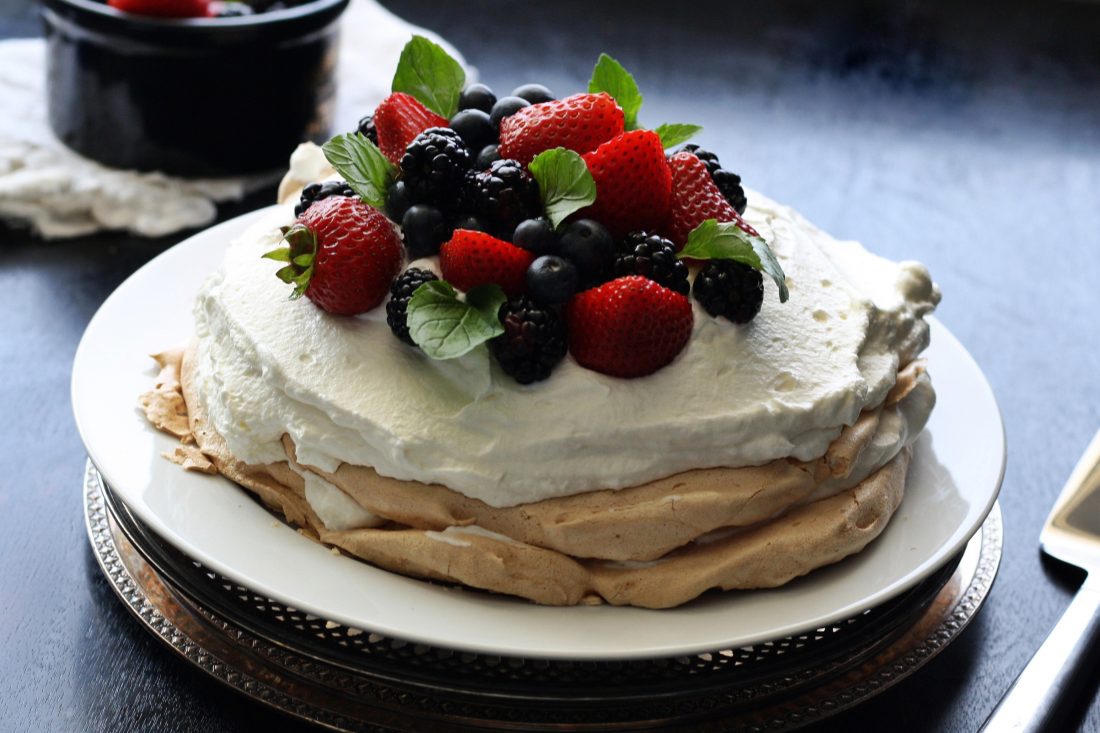Free stock image of Delicious Fruit Pavlova Dessert with Strawberries