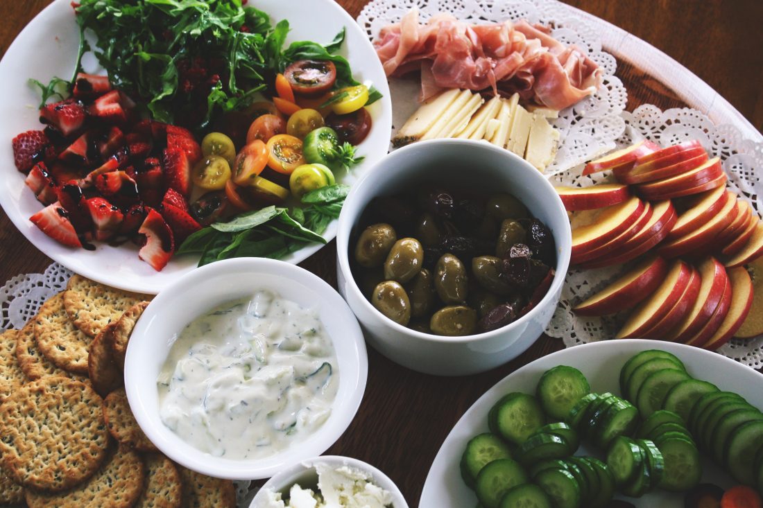 Free stock image of Cheese, Olives, Dip & Biscuits Platter