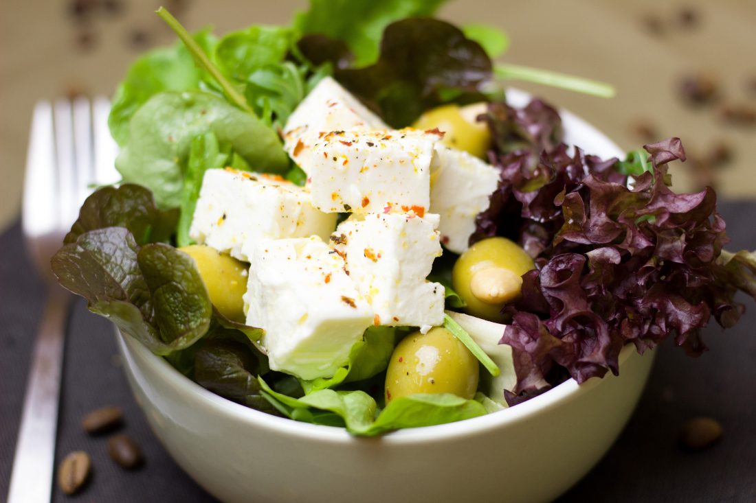 Free stock image of Salad Bowl with Feta Cheese