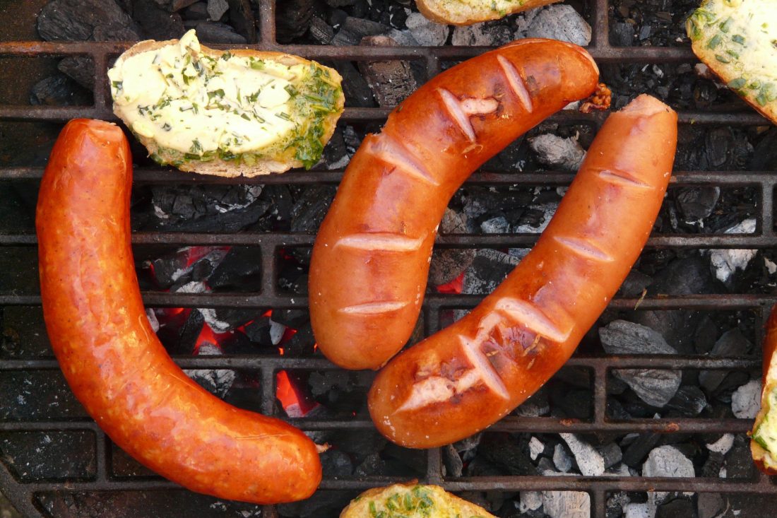 Free stock image of Barbecue Sausages & Bread