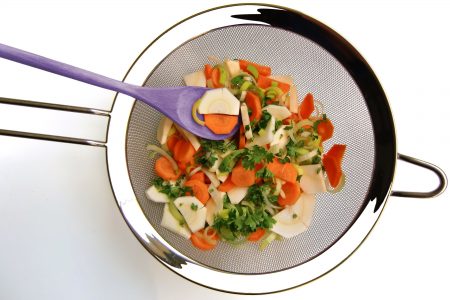 Vegetables in Kitchen Sieve