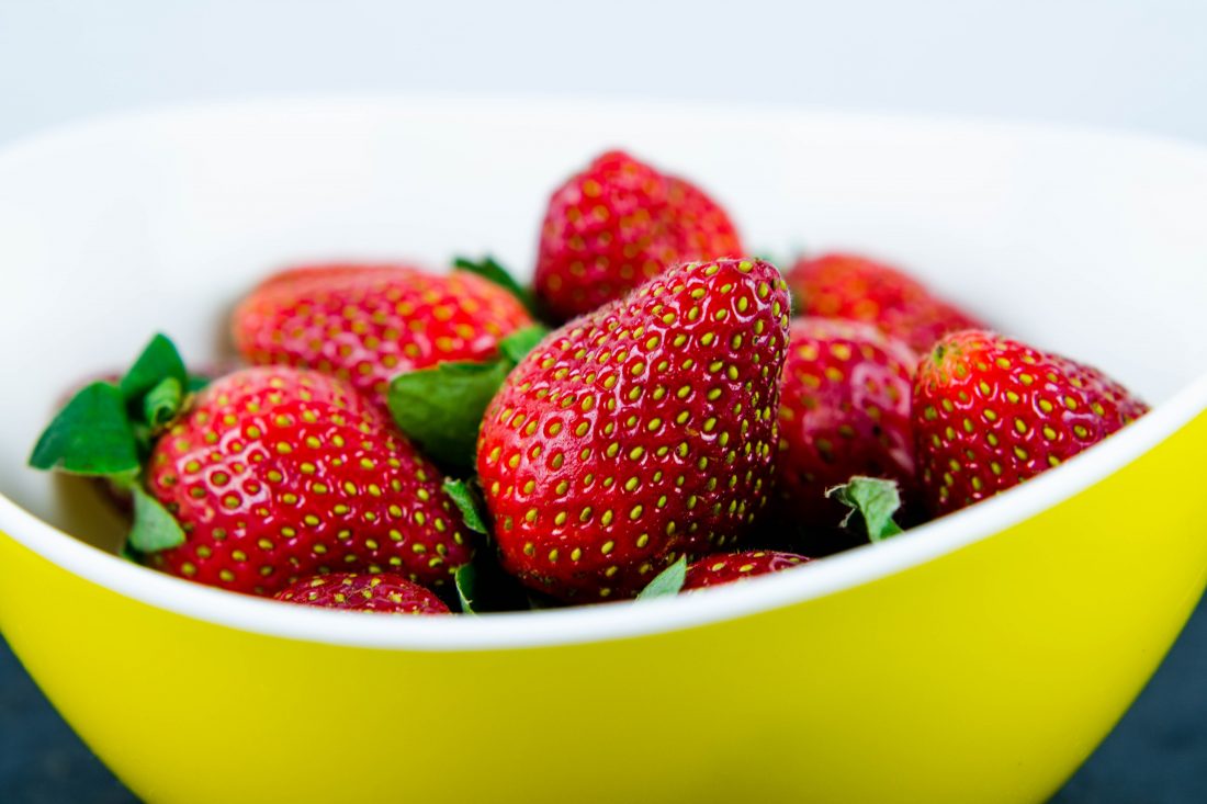 Free stock image of Strawberries in Yellow Bowl