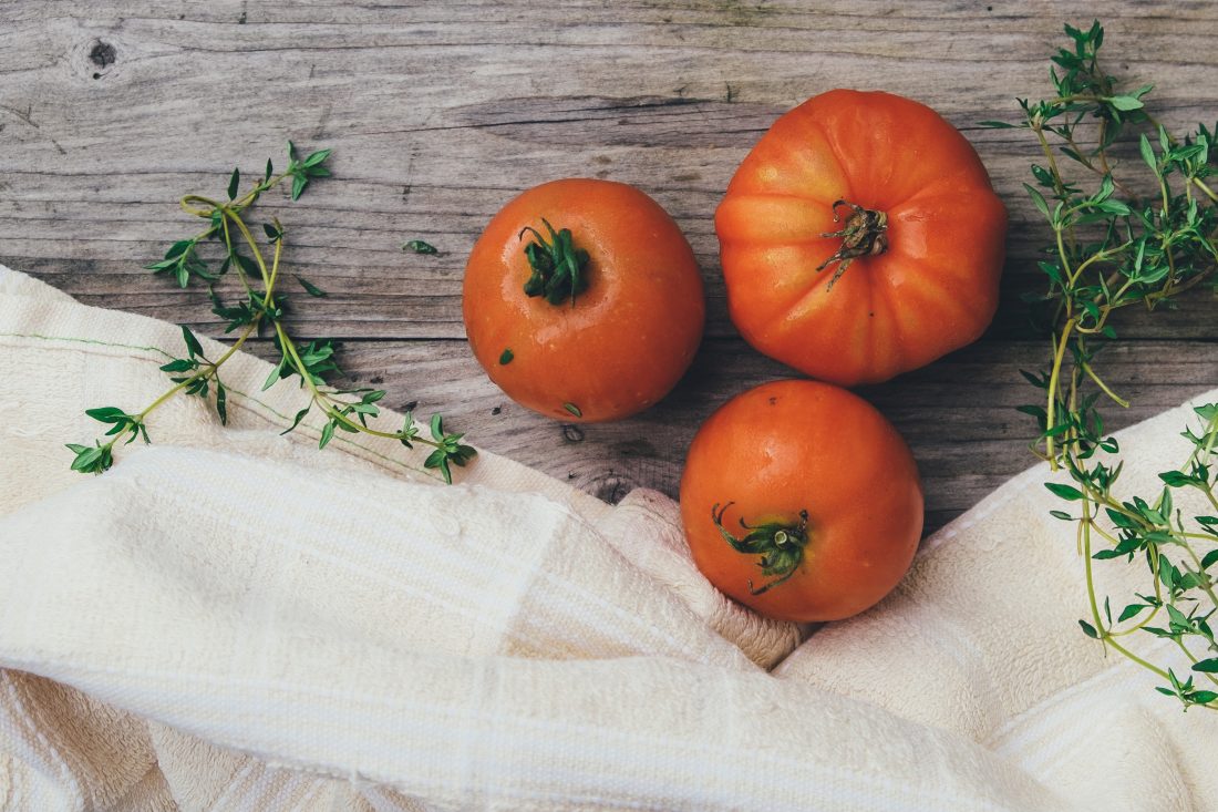 Free stock image of Tomatoes on Wood Table