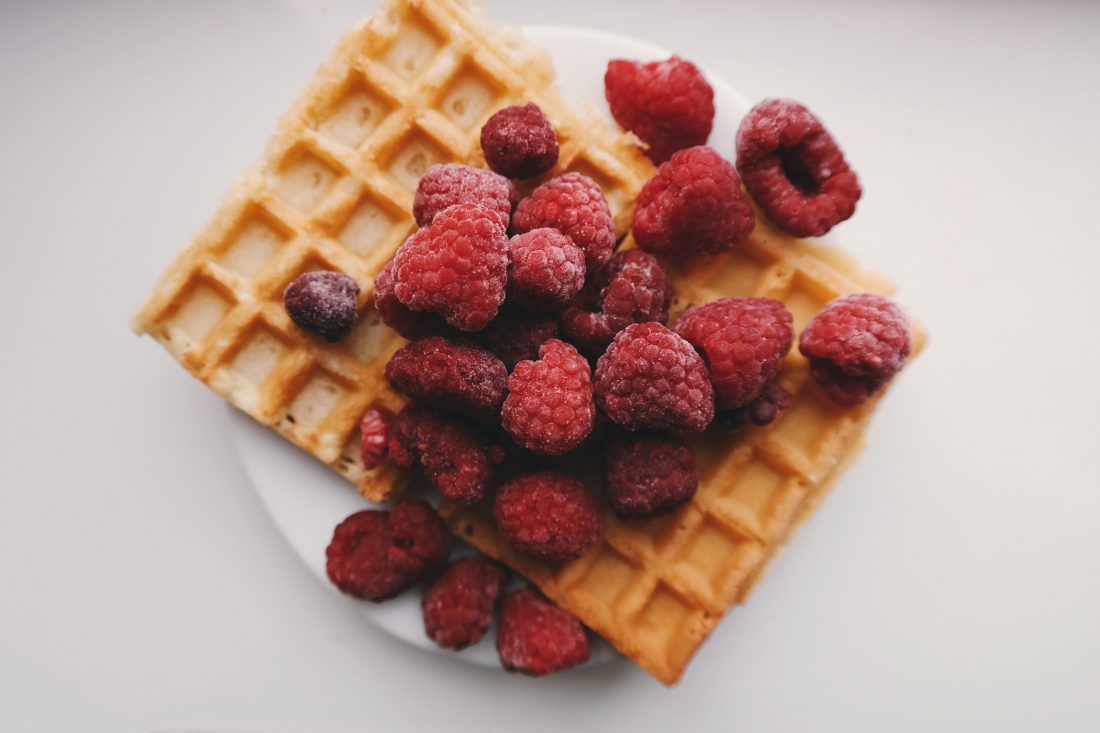 Free stock image of Waffles & Raspberries