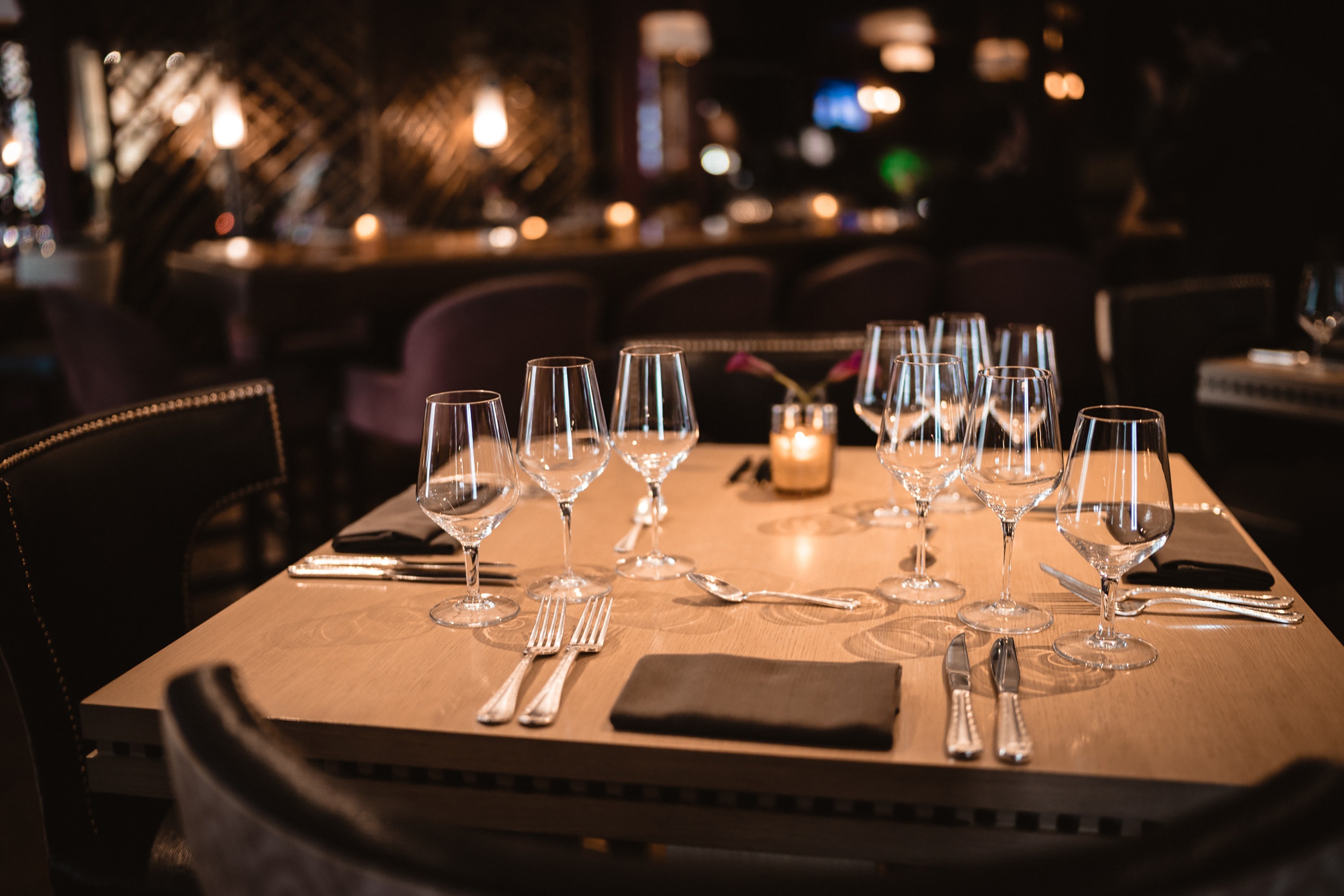 Wine Glasses in Restaurant Royalty-Free Stock Photo and Image