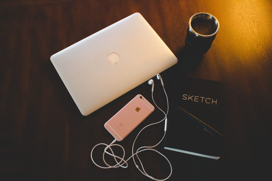 Free stock image of Laptop, Book, Phone & Headphones