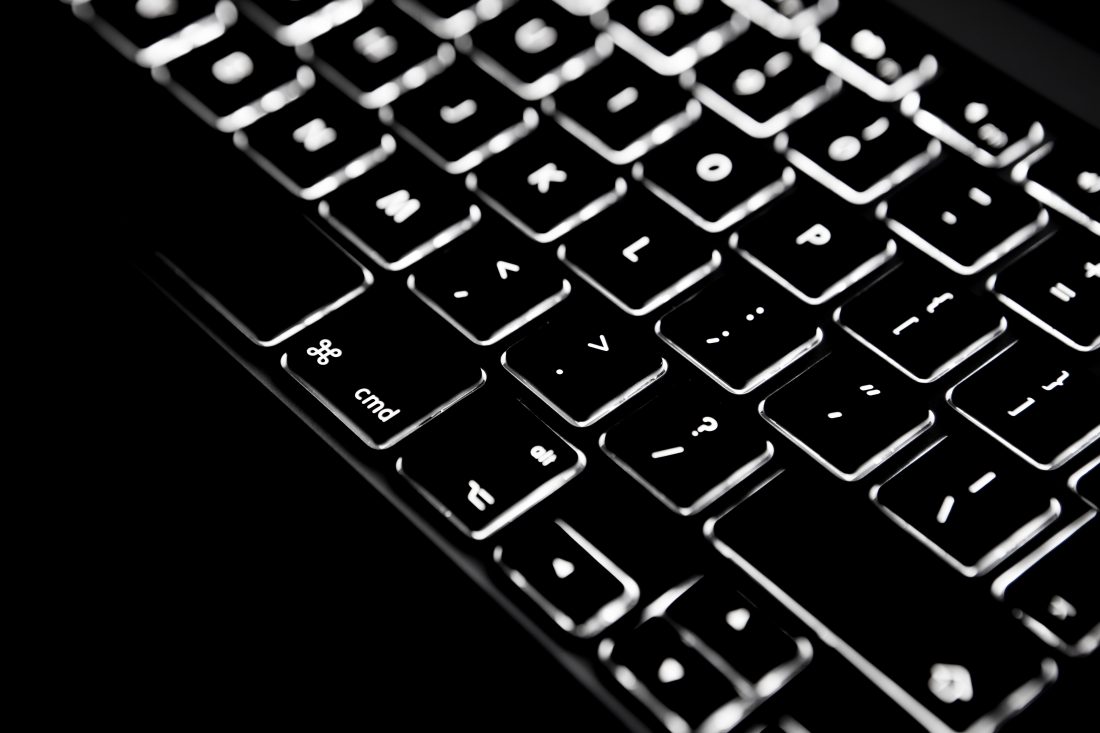 Free stock image of Backlit Black Mac Keyboard