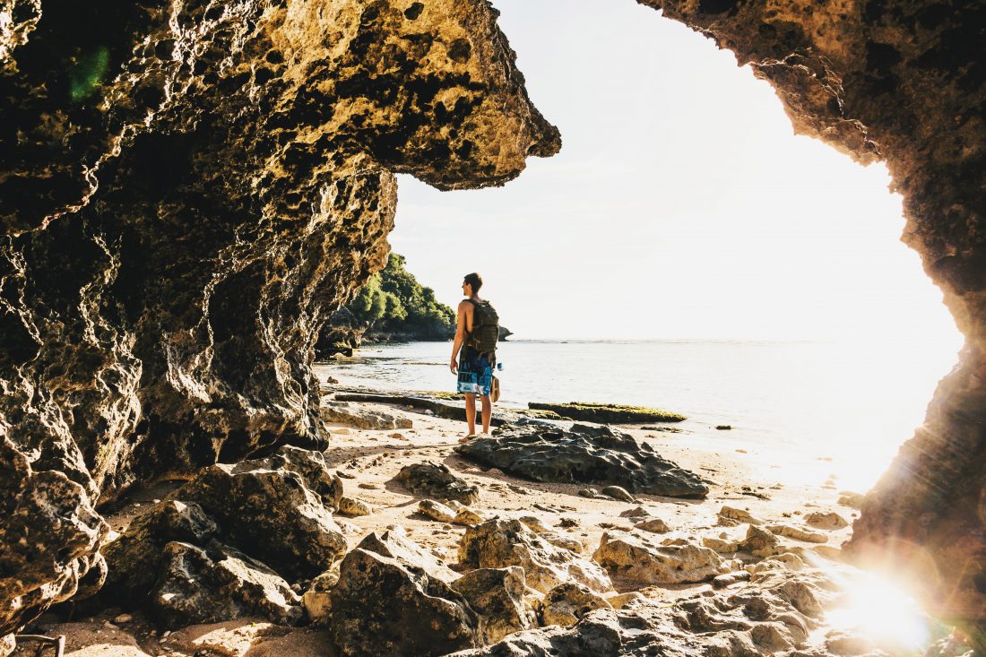 Free stock image of Man on Cave Beach