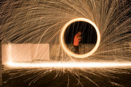 Man Light Painting