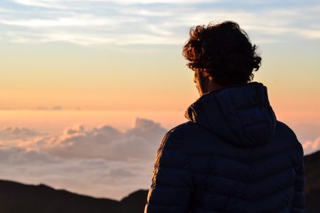 Man in Sunset Clouds View