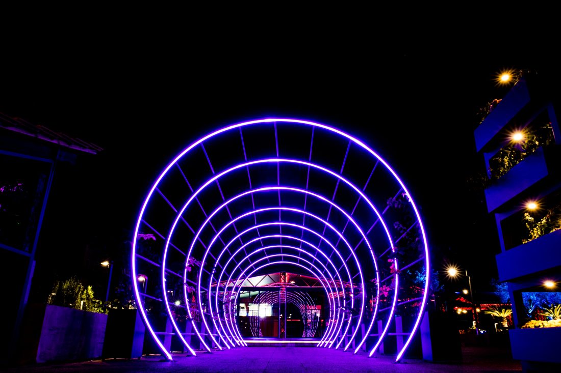 Free stock image of Night Tunnel Lights