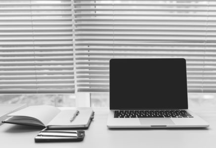 Black & White Laptop in Office