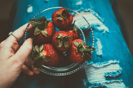 Clear Bowl of Strawberries