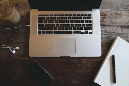 Laptop on Wooden Desk