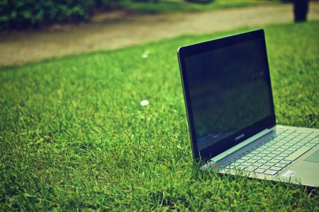 Laptop Computer on Grass
