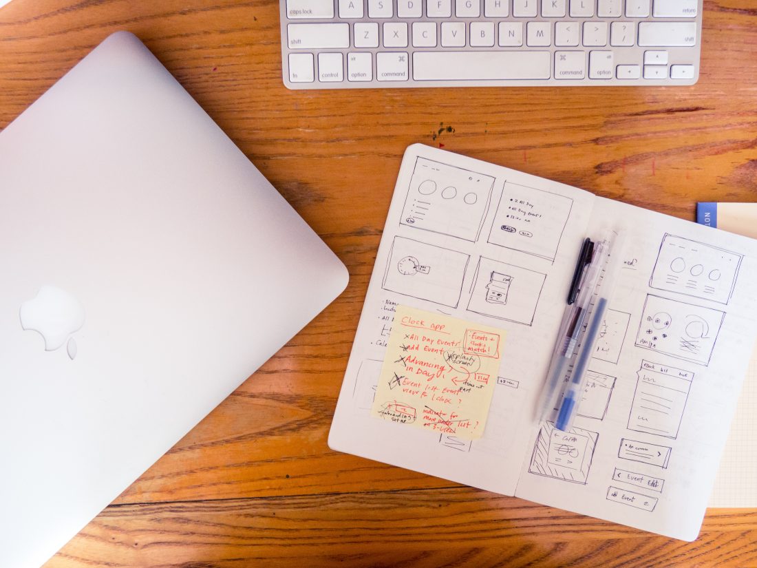 Free stock image of Computer, Wireframe & Sketch Notebook