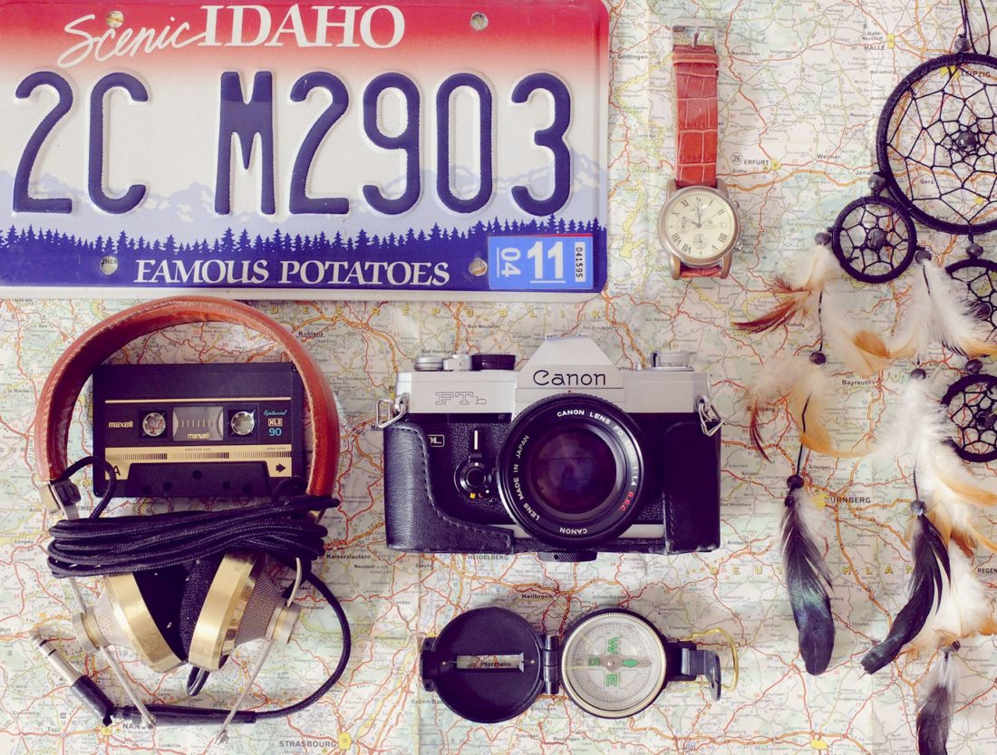 Free stock image of Map, Camera, Watch & Compass