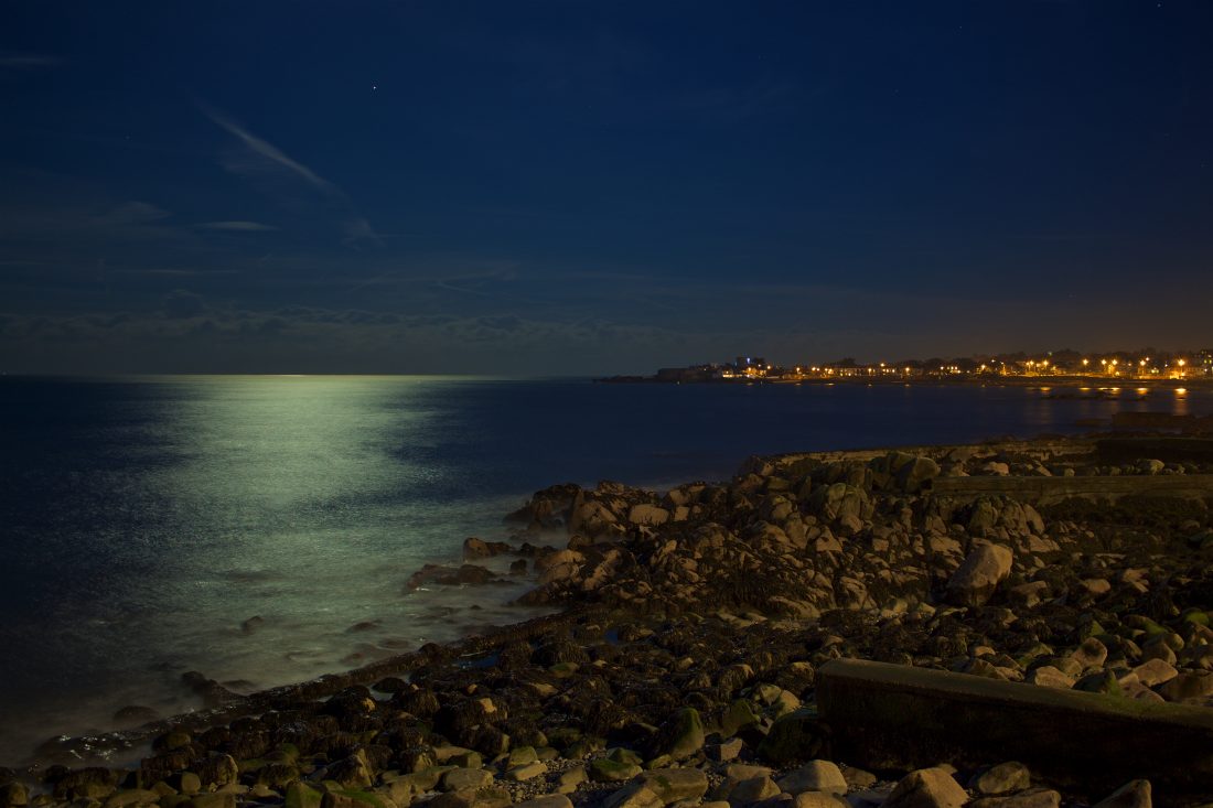 Free stock image of Night Sky Sea View Lights