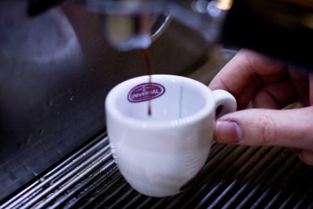 Pouring Espresso Coffee