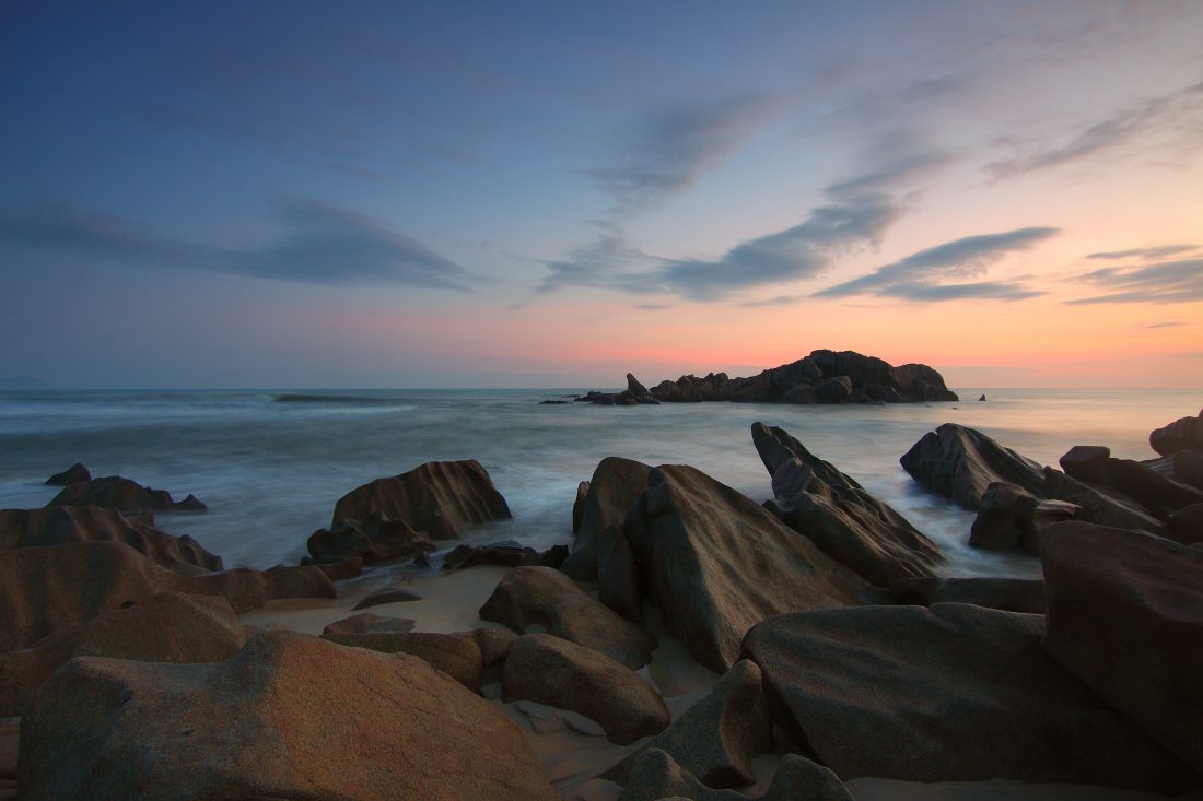 Free stock image of Rocks & Beach at Sunset