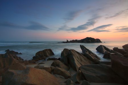 Rocks & Beach at Sunset