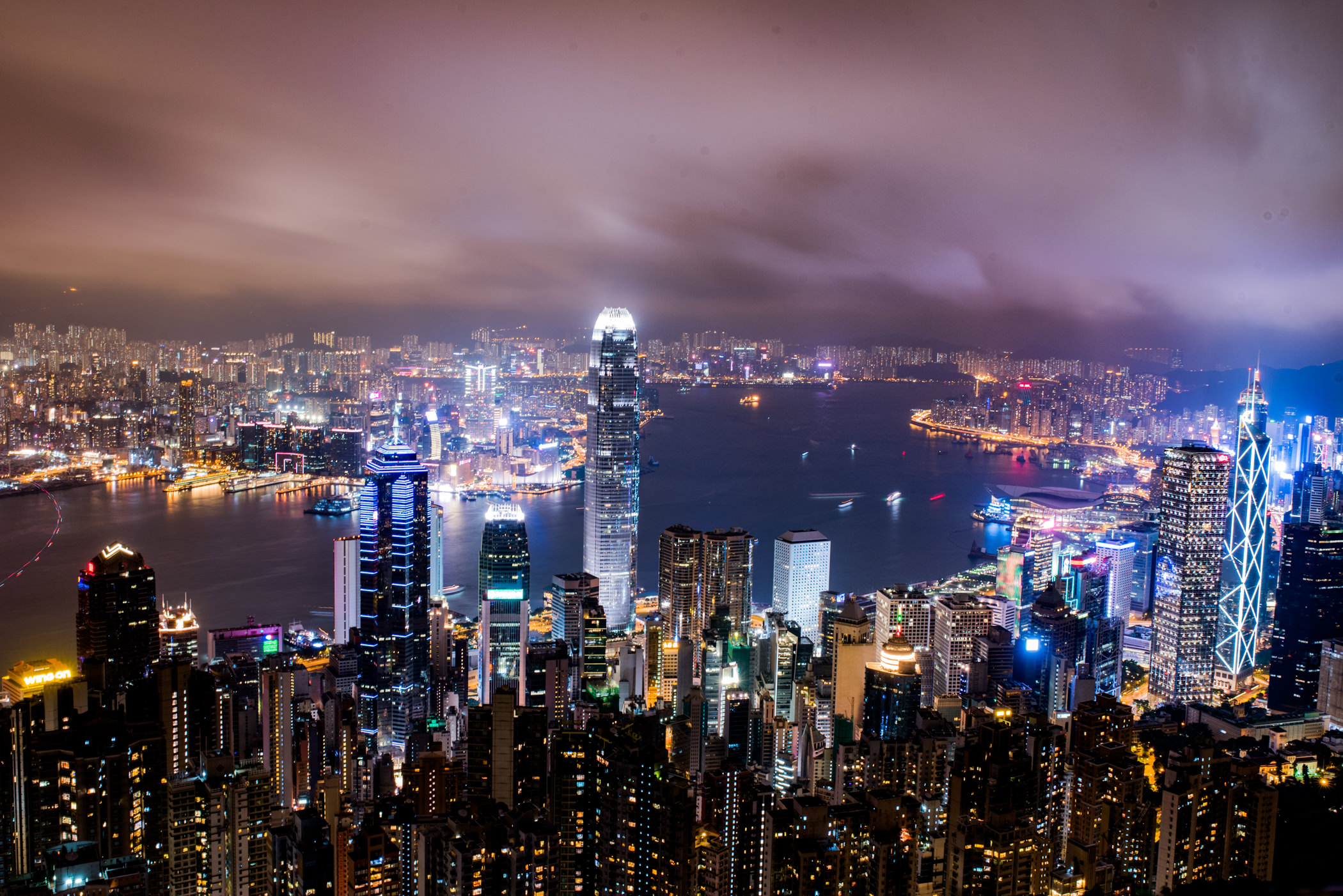 Hong Kong City Skyline at Night Royalty-Free Stock Photo