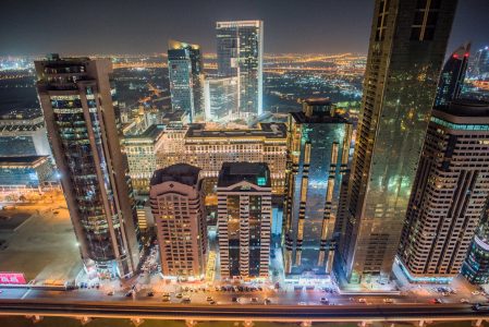 Dubai Skyscrapers at Night