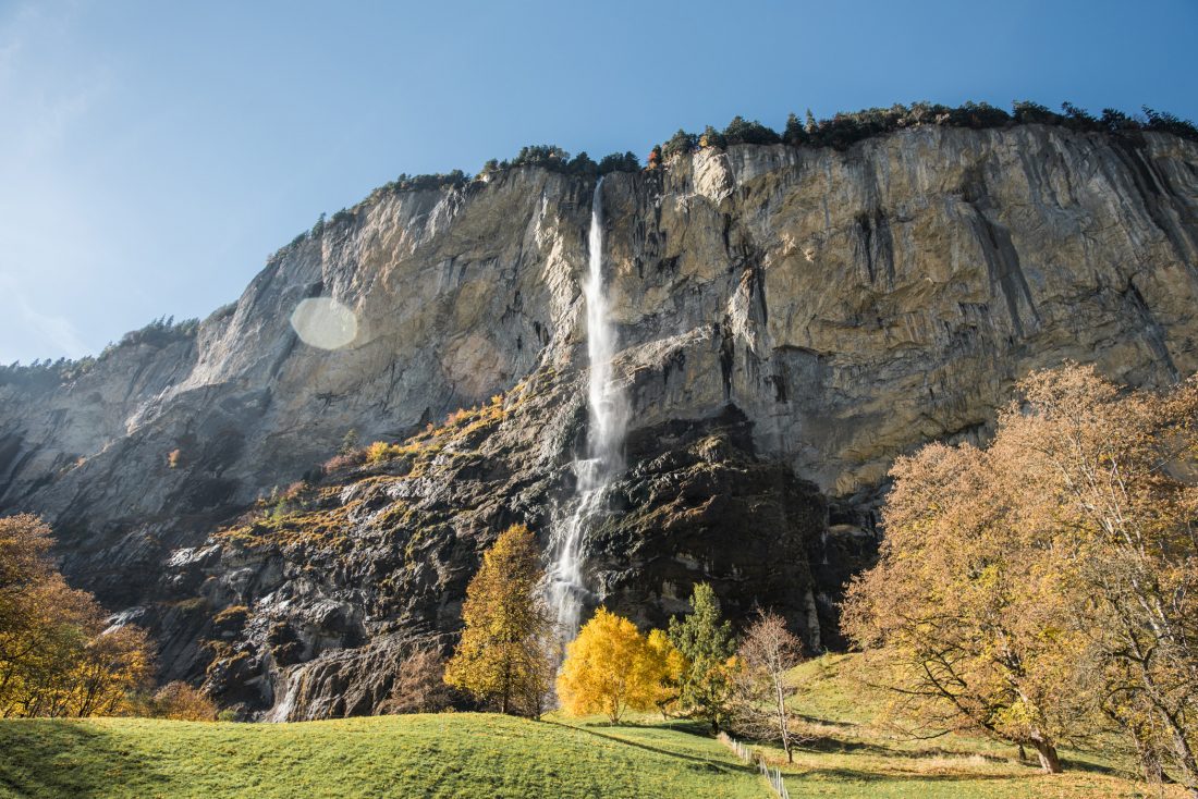 Free stock image of Mountain Waterfall & Blue Sky