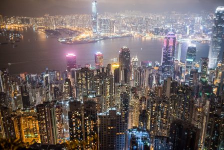 Skyscrapers on Cloudy Night