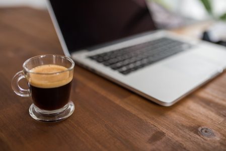 MacBook Computer & Espresso Coffee